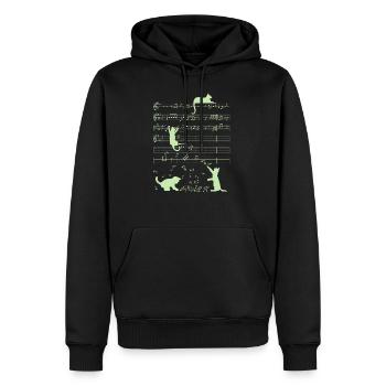 Niedliche Katzen Musiknoten Grüner Musiker Kunst - Männer Premium Bio Hoodie - Schwarz - Vorne - Nico (187cm)