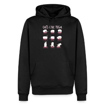 Cats Love Yoga Différentes positions de yoga - Sweat à capuche Premium bio Homme - noir - Devant - Nico (187cm)