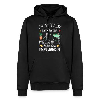 Idée Cadeau Jardinage Original Jardin Humour - Sweat à capuche Premium bio Homme - noir - Devant - Nico (187cm)