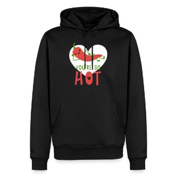 Du bist so heiß Peperoni - Männer Premium Bio Hoodie - Schwarz - Vorne - Nico (187cm)