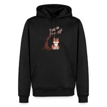 Kawaii Shiba Inu under Japanese Flower Cherry - Männer Premium Bio Hoodie - Schwarz - Vorne - Nico (187cm)