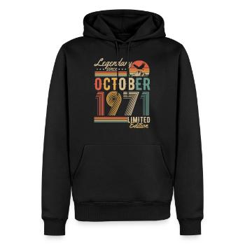 Oktober 1971 Jahrgang Vintage Geburtstag Retro - Männer Premium Bio Hoodie - Schwarz - Vorne - Nico (187cm)