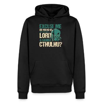 Herr & Retter Cthulhu Kawaii Religion Parodie - Männer Premium Bio Hoodie - Schwarz - Vorne - Nico (187cm)
