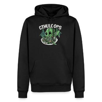 Cthuloops Kawaii Cthulhu Mythos Müsli-Parodie - Männer Premium Bio Hoodie - Schwarz - Vorne - Nico (187cm)