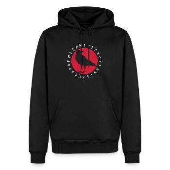 Odin corbeau Viking symbole nordique scandinave - Sweat à capuche Premium bio Homme - noir - Devant - Nico (187cm)