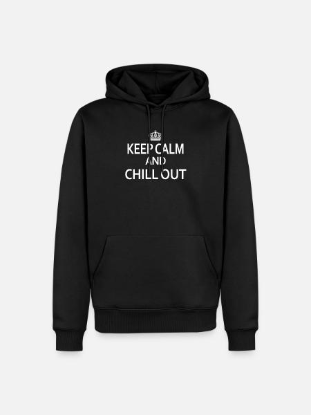 Mantieni la calma e rilassati - Felpa con cappuccio ecologica premium da uomo - nero