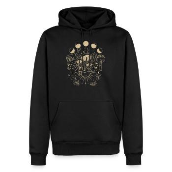 Étoiles Soleil Lune, Boho, ésotérisme, champignons, Magic - Sweat à capuche Premium bio Homme - noir - Devant - Nico (187cm)