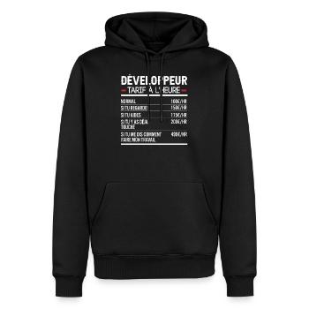 Développeur Idée Cadeau Humour Web - Sweat à capuche Premium bio Homme - noir - Devant - Nico (187cm)