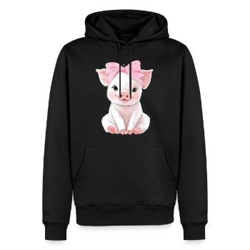 Mignon bébé cochon noeud - Sweat à capuche Premium bio Homme - noir - Devant - Nico (187cm)