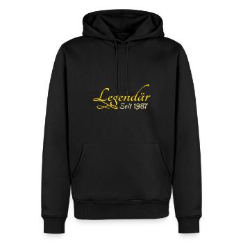 1987 - Männer Premium Bio Hoodie - Schwarz - Vorne - Nico (187cm)