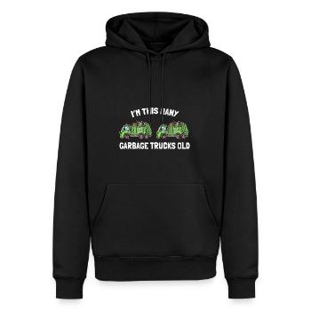 Je suis ce vieux 2ème anniversaire de camions à ordures - Sweat à capuche Premium bio Homme - noir - Devant - Nico (187cm)