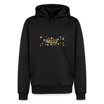 Hello - Men’s Premium Organic Hoodie - black - Front - Nico (187cm)