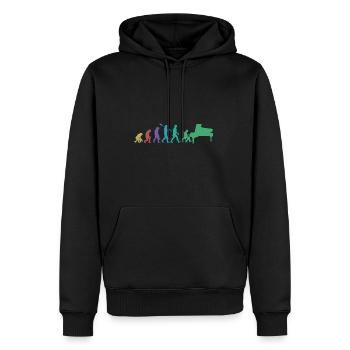 Evolution de l’homme Piano Musicien Rétro Vintage - Sweat à capuche Premium bio Homme - noir - Devant - Nico (187cm)