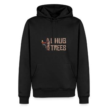 Motorsäge I Hug Trees Holzfäller Kettensäge - Männer Premium Bio Hoodie - Schwarz - Vorne - Nico (187cm)