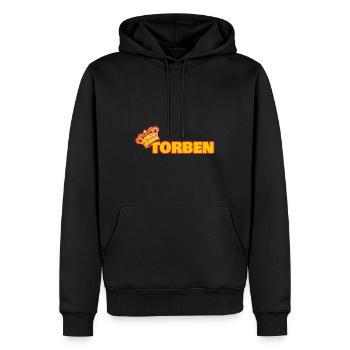 Krone für Torben - Männer Premium Bio Hoodie - Schwarz - Vorne - Nico (187cm)