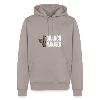 Motorsäge Branch Manager Holzfäller Kettensäge - Männer Premium Bio Hoodie - Taupe - Vorne - Nico (187cm)