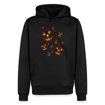 Les citrouilles - Sweat à capuche Premium bio Homme - noir - Devant - Nico (187cm)