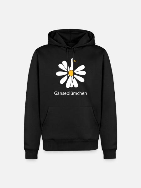 Gänseblümchen mit Gans - Männer Premium Bio Hoodie - Schwarz