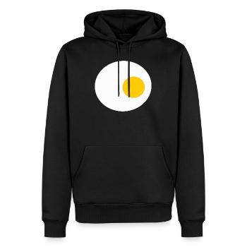 oeuf au plat, oeuf, oeufs, t-shirt, tablier costume - Sweat à capuche Premium bio Homme - noir - Devant - Nico (187cm)