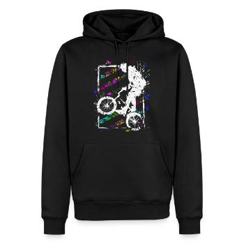 Bmx Fahrrad - BMX Rad fahren - BMX Fahrer - Sweat à capuche Premium bio Homme - noir - Devant - Nico (187cm)