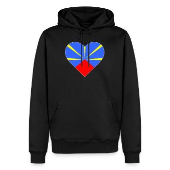 Heart flag the island of reunion - Men’s Premium Organic Hoodie - black - Front - Nico (187cm)