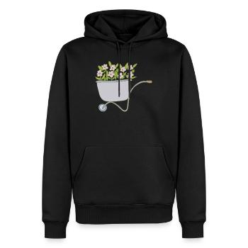 schubkarren blumen - Männer Premium Bio Hoodie - Schwarz - Vorne - Nico (187cm)
