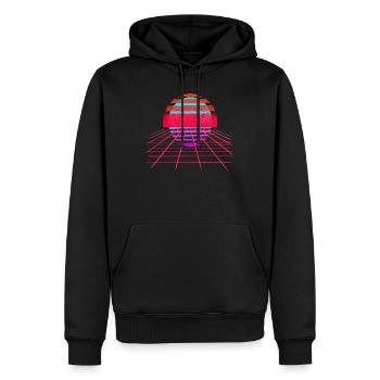 Rétro Wave Sunset Vaporwave - Sweat à capuche Premium bio Homme - noir - Devant - Nico (187cm)