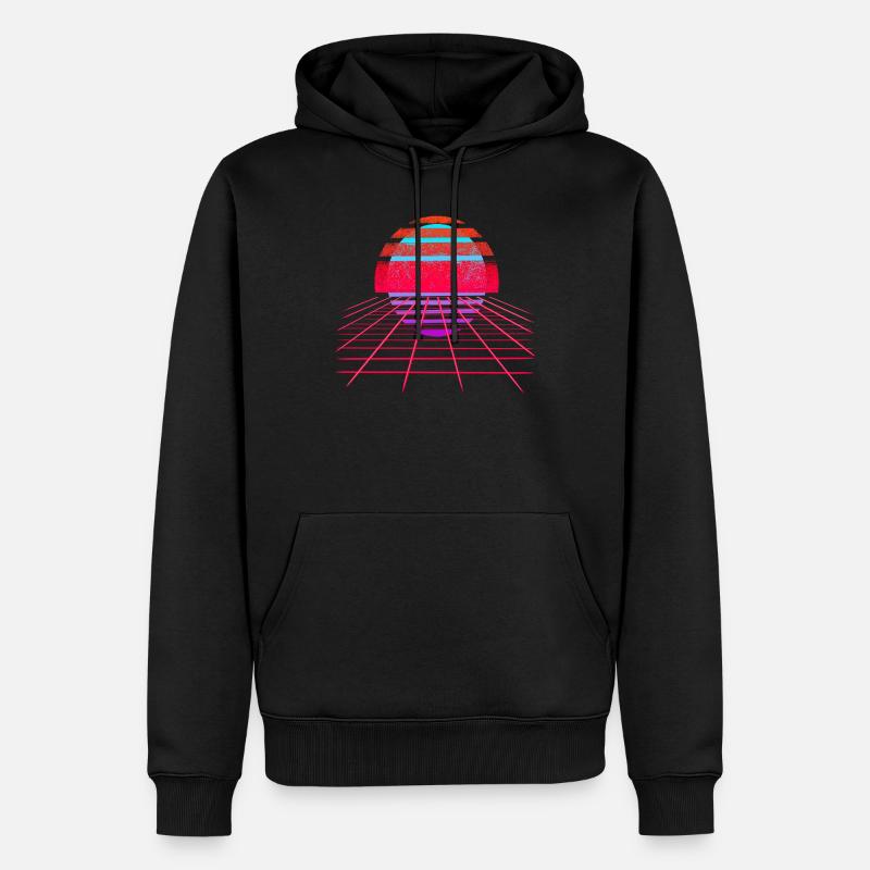 Retro Wave Sunset Vaporwave - Männer Premium Bio Hoodie - Schwarz
