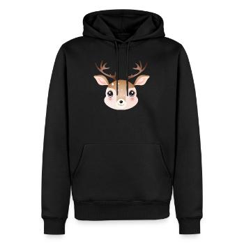 Tête de cerf mignonne dans un style comique mignon - Sweat à capuche Premium bio Homme - noir - Devant - Nico (187cm)