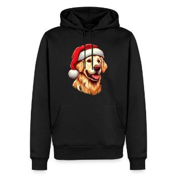 Golden Retriever portant le chapeau du Père Noël - Sweat à capuche Premium bio Homme - noir - Devant - Nico (187cm)