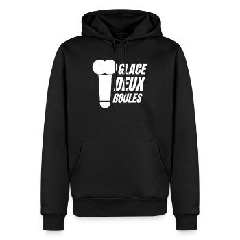 glace deux boules, crème glacée, glace humour - Sweat à capuche Premium bio Homme - noir - Devant - Nico (187cm)