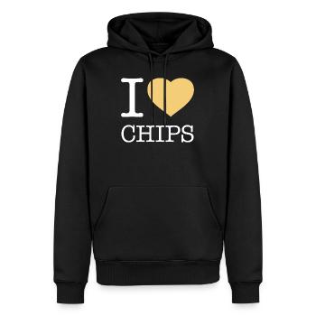 I LOVE CHIPS - Men’s Premium Organic Hoodie - black - Front - Nico (187cm)