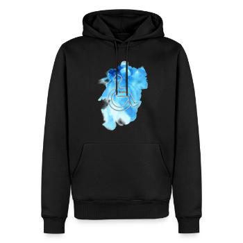 Rollstuhlsymbol mit blauem Hintergrund # - Männer Premium Bio Hoodie - Schwarz - Vorne - Nico (187cm)