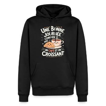 Café Humour Cadeau Pour les Amateurs de Café - Sweat à capuche Premium bio Homme - noir - Devant - Nico (187cm)