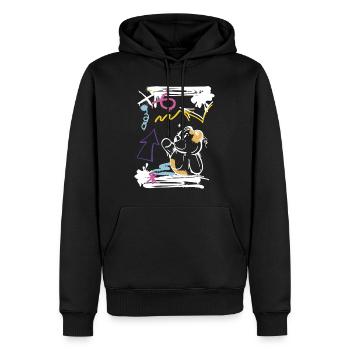 Teddybär Bär Graffiti Style Urban Streetart Wear - Männer Premium Bio Hoodie - Schwarz - Vorne - Nico (187cm)