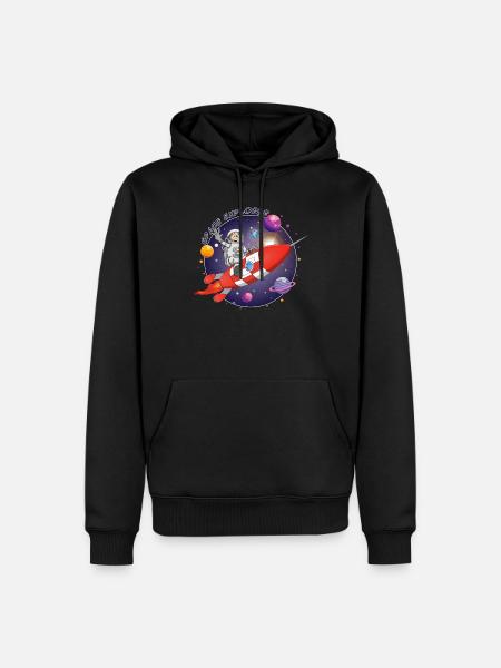 The astronaut and the red rocket in space - Men’s Premium Organic Hoodie - black