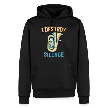 Je détruis le silence tuba Spruch Sprüche - Sweat à capuche Premium bio Homme - noir - Devant - Nico (187cm)