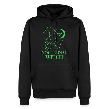 Nocturnal Witch mit Mond und Sternen Grün - Männer Premium Bio Hoodie - Schwarz - Vorne - Nico (187cm)