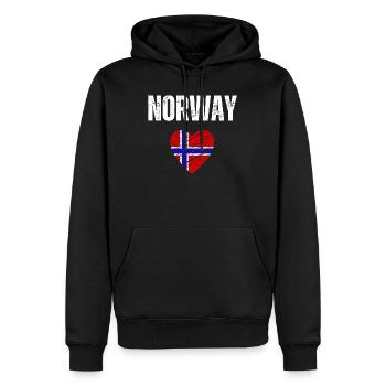 Ich liebe Norwegen, die Flagge Norwegens - Männer Premium Bio Hoodie - Schwarz - Vorne - Nico (187cm)