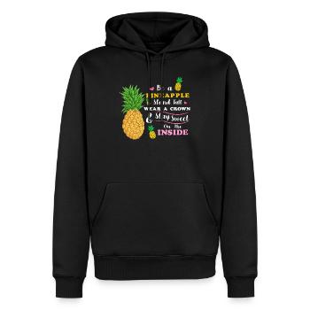 être un ananas se tenir grand porter une couronne rester doux - Sweat à capuche Premium bio Homme - noir - Devant - Nico (187cm)