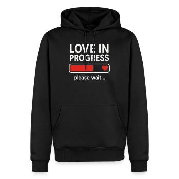 Love in Progress Please Wait - Männer Premium Bio Hoodie - Schwarz - Vorne - Nico (187cm)