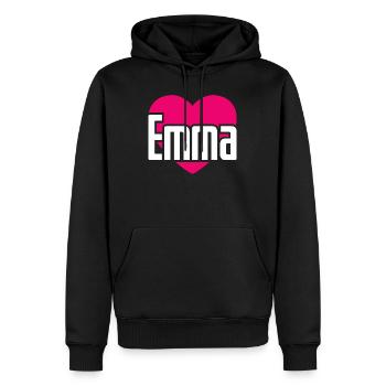 J’aime Emma Coeur rose J’aime Emma - Sweat à capuche Premium bio Homme - noir - Devant - Nico (187cm)