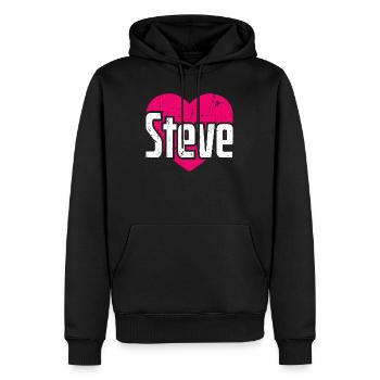 I Love Steve Pinkes Herz Ich liebe Steve - Männer Premium Bio Hoodie - Schwarz - Vorne - Nico (187cm)