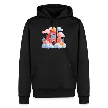 Erdbeerhaus Mauszauber - Männer Premium Bio Hoodie - Schwarz - Vorne - Nico (187cm)