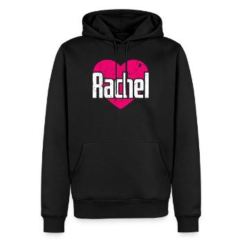 J’aime Rachel Coeur Rose J’aime Rachel - Sweat à capuche Premium bio Homme - noir - Devant - Nico (187cm)