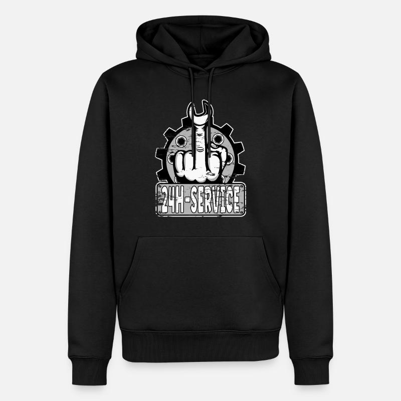 Mittelfinger Stinkerfinger 24h Service Design Grau - Männer Premium Bio Hoodie - Schwarz