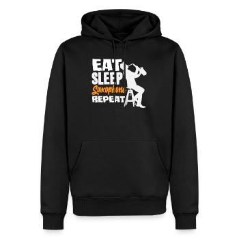 Eat Sleep Saxophone Repeat Saxophonist - Männer Premium Bio Hoodie - Schwarz - Vorne - Nico (187cm)