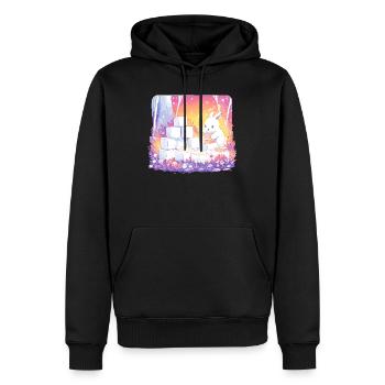 Lapins dans la forêt à sucre - Sweat à capuche Premium bio Homme - noir - Devant - Nico (187cm)