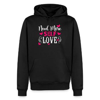 Besoin de plus d’amour de soi Design motivant - Sweat à capuche Premium bio Homme - noir - Devant - Nico (187cm)