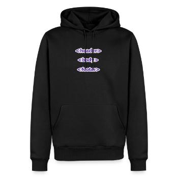 Code Stil: Header, Body, Footer - Für jeden - Männer Premium Bio Hoodie - Schwarz - Vorne - Nico (187cm)